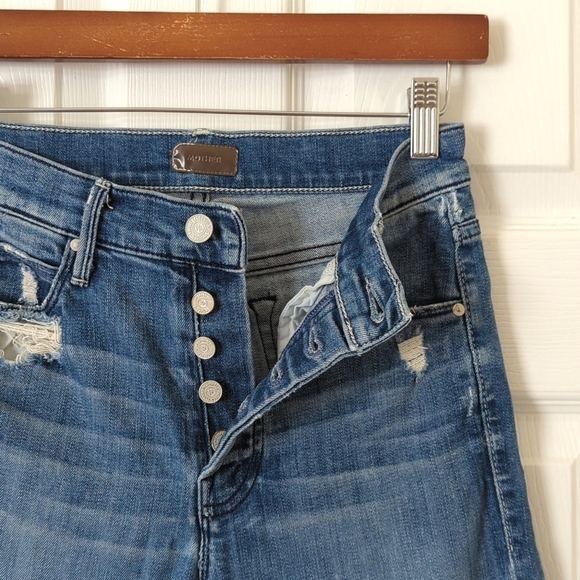 Mother The Stunner Graffiti Girl High Waisted Cropped Ankle Fray Skinny Jeans 25 - Picture 7 of 16